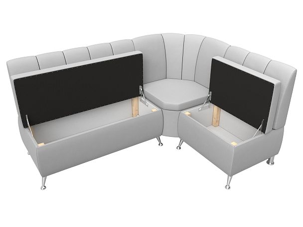 Кухонный угловой диван Кантри правый (полностью экокожа белая) - Вид 6