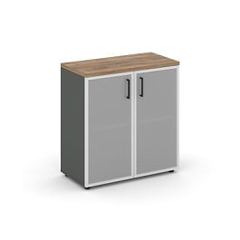 Style Project Шкаф низкий широкий SN.STS-303 Антрацит/Дуб Табак/Сатин/Черный Ручки 796*400*833 - Фото предпросмотра