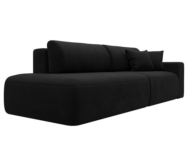 Диван прямой Лига-036 Модерн подлокотник справа Микровельвет черный - Вид 4