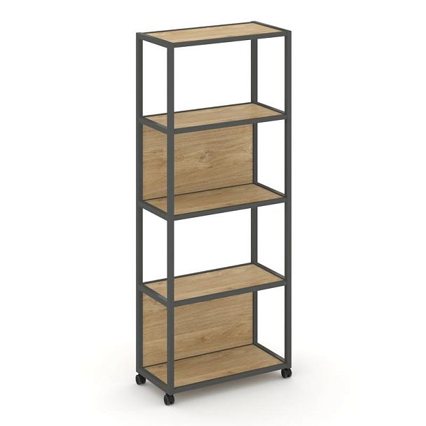 Shelf Mobile Стеллаж 5 уровней 1 секция VR.LT-STK-505.12 Тиквуд Светлый/Металл Антрацит 1200*400*2000 - Вид 1