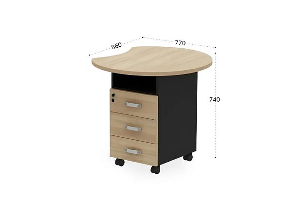 БЕРЛИН / BERLIN Тумба приставная правая 770х860х740 Акация/Черный - Вид 2