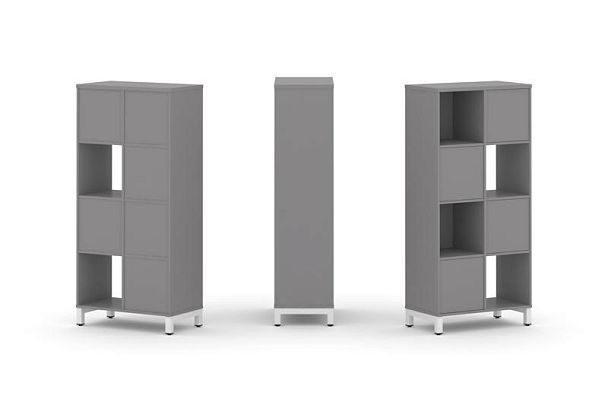 Стайл Проджект Набор стеллажа одностороннего, 4 яруса SN.NS-421 Серый Пепел/Металл Белый 754*400*161 - Вид 1