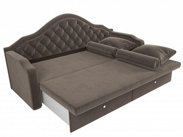 Прямой диван софа Сойер (полностью велюр коричневый) - Вид 7