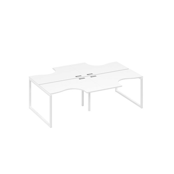 Рабочая станция (4х120) опоры QUATTRO столы Классика A4 А4 Б4 180-2 БП белый премиум / металлокаркас белый - Вид 1