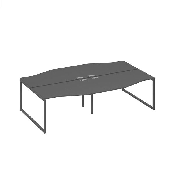 Рабочая станция столы Техно на металлокаркасе DUE (4х140) A4 А4 Б2 190-2 БП антрацит премиум / металлокаркас антрацит - Вид 1