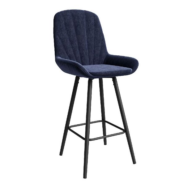 Стул ЮККИ Основание №5 Барный конус Черное Вельвет Синий - Вид 1