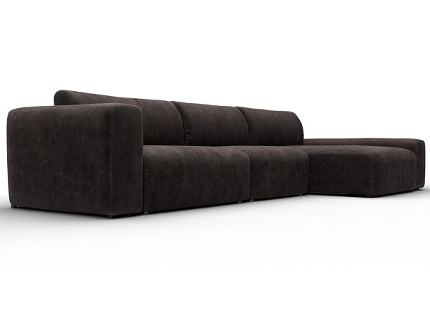 Диван угловой Лига-066 НПБ Лонг угол правый Велюр коричневый - Вид 3