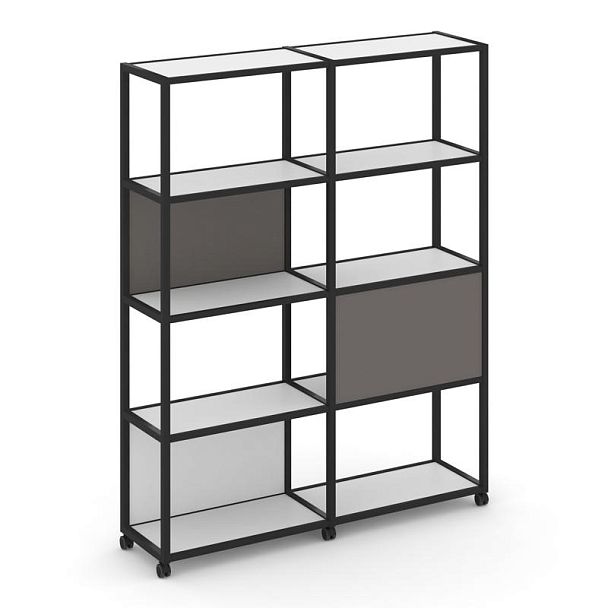 Shelf Mobile Стеллаж 5 уровней 2 секции VR.LT-STK-512.12 Белый Бриллиант/Металл Черный/W-26 2370*400*2000 - Вид 1