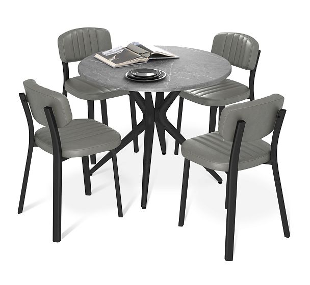 Обеденная группа Sheffilton SHT-DS280 серый мрамор/дымчатый/черный - Вид 2