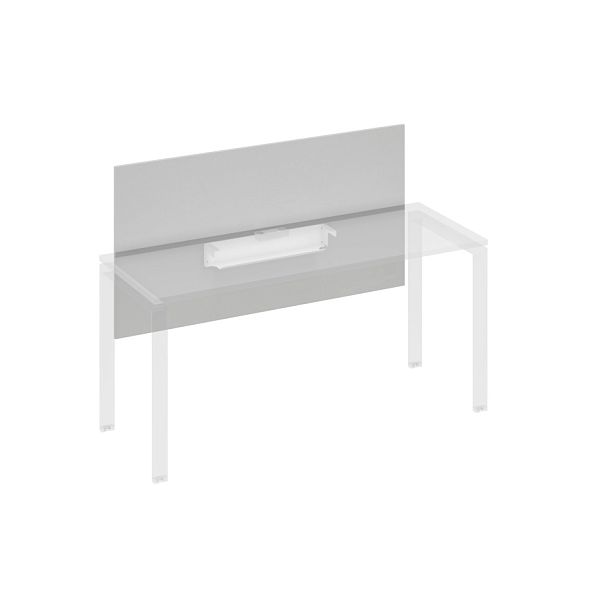 Экран настольный фронтальный большой для стола 160 с кабель-каналом A4 А4 Б 838 БП серый / металлокаркас белый - Вид 1