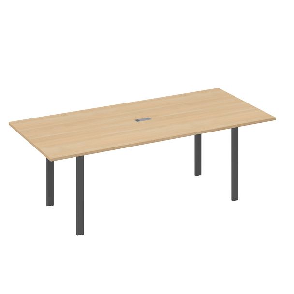 Стол 220 для переговорной каркасе UNO A4 А4 Б1 124 БП натуральный дуб / металлокаркас антрацит - Вид 1