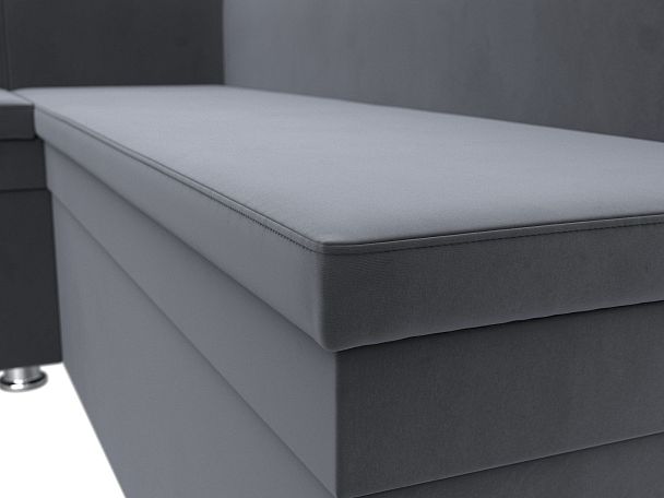 Кухонный угловой диван Уют левый (полностью велюр серый) - Вид 4
