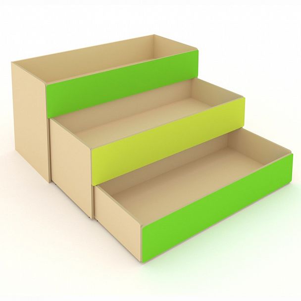 Детская кровать 3-х уровневая зеленый - Вид 1