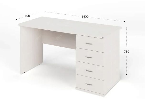 UNITY РС06-14 R ДУБ МОЛОЧНЫЙ Стол однотумбовый 1400х600х750 - Вид 1