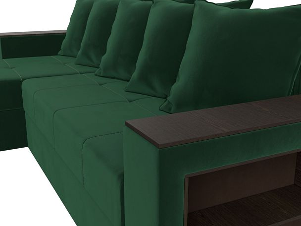 Диван угловой Дубай Лайт угол левый (полностью велюр зеленый) - Вид 4