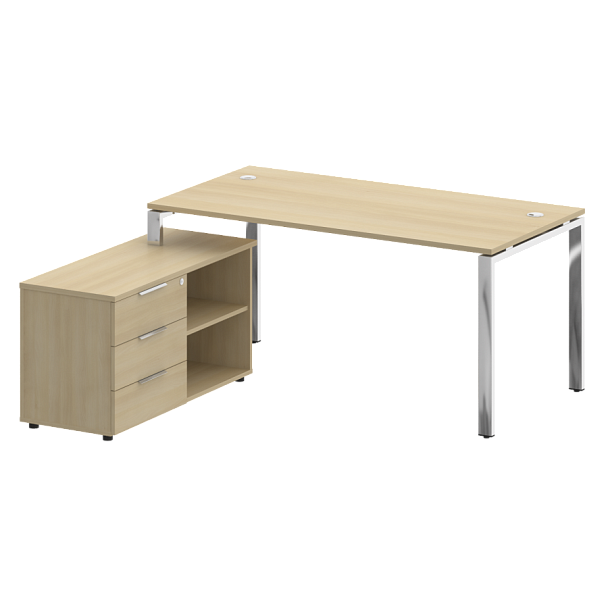 Metal System Direct Стол руковододителя с тумбой левый БГ.СРТ-4.8 (L) Акация/Нерж. сталь 1700*1620*750 - Вид 1
