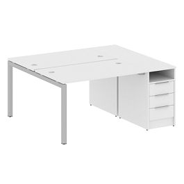 Metal System Quattro Р. ст. с тумбой на П-образном м/к 50БП.РС-СТП-2.2 Белый/Серый металл 1612*1475*750 - Фото предпросмотра