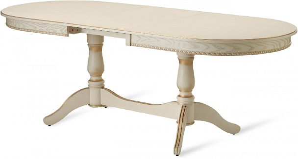 Стол деревянный раздвижной Барэнт 170(220)х90х76 Слоновая кость с золотой патиной - Вид 5