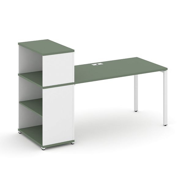 Concept Стол рабочий с опорным стеллажом с надставкой низ. CN.SP-211 Кобо/Белый Бриллиант/Металл Белый 1800*720*1140 - Вид 1