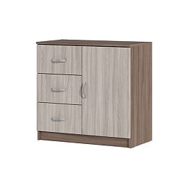 КМ 553М Бася ЛДСП комод 3 ящ. 1 ств. шимо темный/шимо светлый - Фото предпросмотра