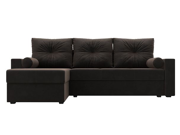 Диван угловой Верона Лайт угол левый (полностью велюр коричневый) - Вид 2