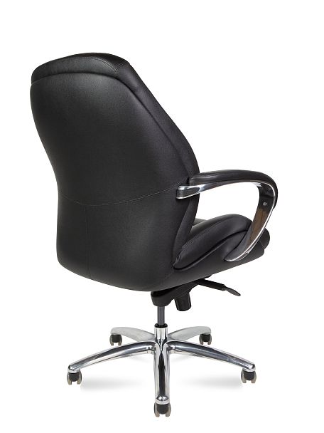 Кресло офисное / Porsche LB / черная  кожа/ алюминий крестовина - Вид 3