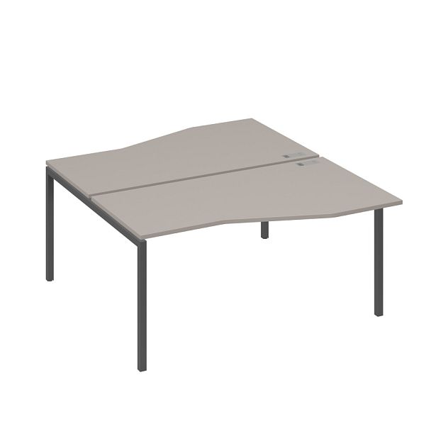 Станция со столами Техно эргономичными (2х160) каркас DUE A4 А4 Б2 191 БП мокко премиум / металлокаркас антрацит - Вид 1