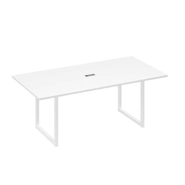Стол 200 с металлокаркасом QUATTRO для переговоров A4 А4 Б4 123 БП белый премиум / металлокаркас белый - Вид 1