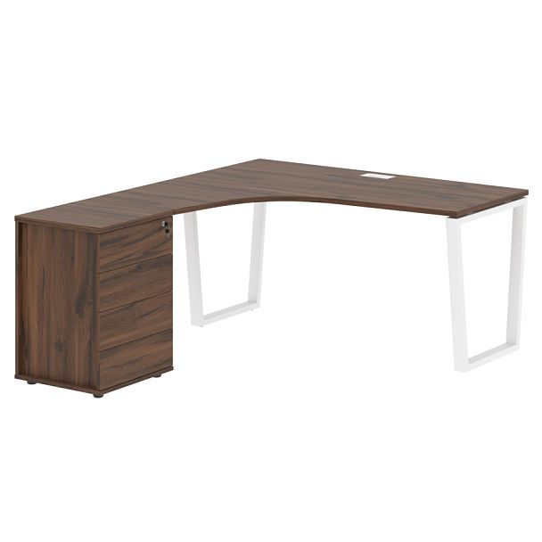 Стол эргономичный с тумбой EVCET 1518(L) Дуб Денвер тёмный/Белый 1560х1880х750 EDIS - Вид 1