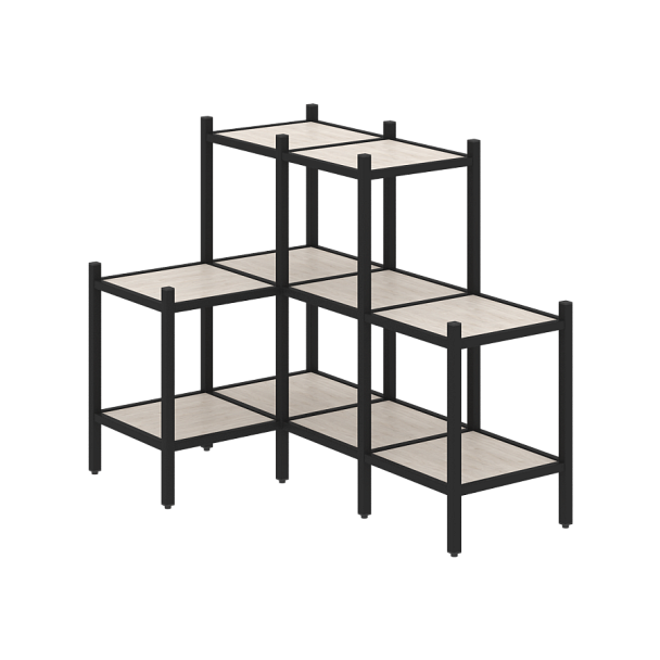 Loft Угловой внутренний стеллаж наборный VR.L-37 Денвер светлый/Чёрный металл 862*1278*1047 - Вид 1