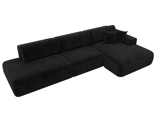 Диван угловой Лига-036 Модерн Лонг правый угол Велюр черный - Вид 5