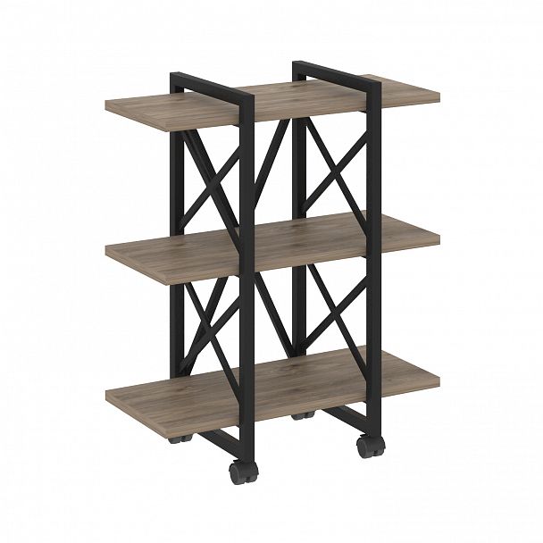 Стеллаж на колесах "Loft" VR.L-MST.K-3.4V тиквуд темный/черный - Вид 1