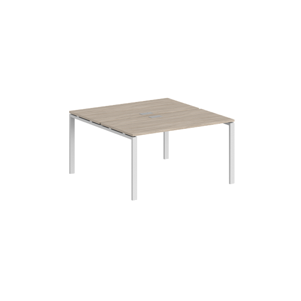 Рабочая станция Sigma 1600х1438х750 / профиль: 60х30 белый; столешница: дуб светлый - Вид 1