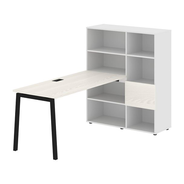 Стол-стеллаж ELRST 1115 Ясень Траун/Черный/Белый 1990х1120х1355 EDIS - Вид 1