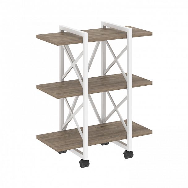 Стеллаж на колесах "Loft" VR.L-MST.K-3.4V тиквуд темный/белый - Вид 1