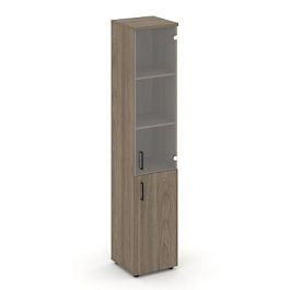 Стайл Проджект Шкаф высокий узкий SN.STU-102(R) Вяз Благородный/Прозрачный/Черный Ручки 400*400*1982 - Фото предпросмотра