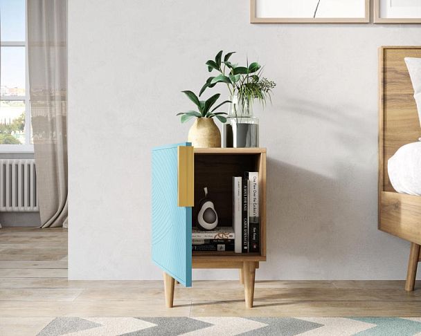 Тумбочка с дверкой Line LN08/GR1/blue - Вид 2