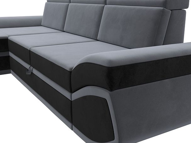 Диван угловой Лига-032 левый угол Велюр серый - Вид 4
