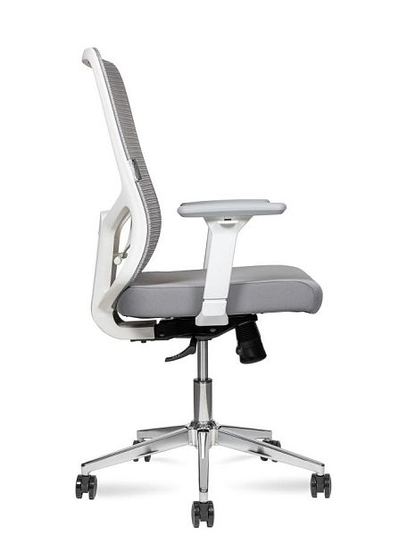 Кресло офисное / Best LB white / белый пластик / серая сетка / серая ткань /база хром - Вид 3