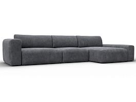Диван угловой Лига-066 НПБ Лонг угол правый Велюр серый - Фото предпросмотра
