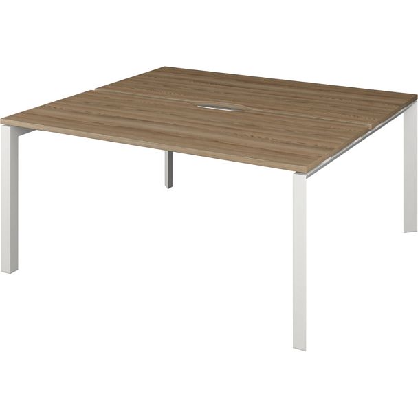 Бенч двойной на 2 рабочих места на металлокаркасе НТМП.П.Б2-120 Дуб сафари/Белый 1200x1496x750 Аргентум-МП - Вид 1