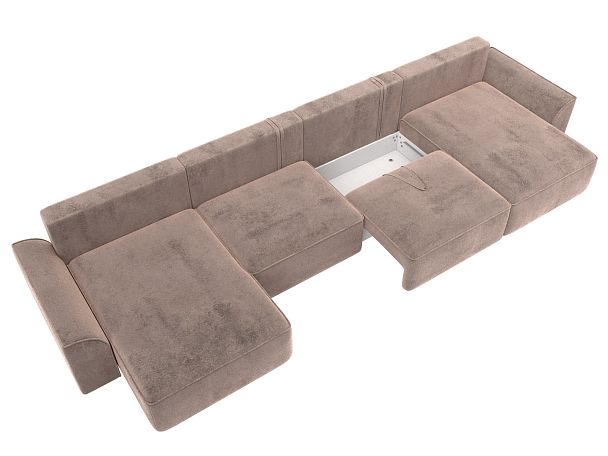 Диван п-образный Лига-048 НПБ лонг Велюр бежевый - Вид 7