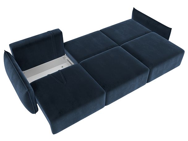 Диван прямой Лига-051 НПБ Лонг Велюр синий - Вид 9