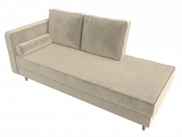 Кушетка Прайм левый (полностью микровельвет бежевый) - Вид 5