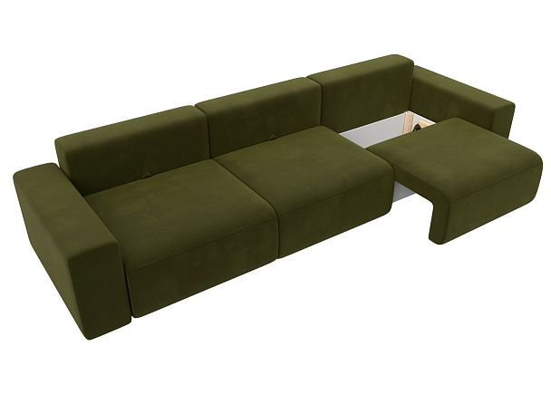 Диван прямой Лига-036 Классик Лонг Микровельвет зеленый - Вид 7