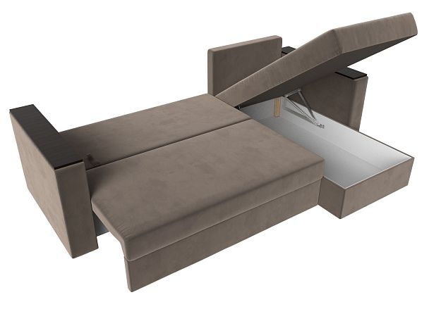 Угловой диван Атланта Лайт Б/С правый (полностью велюр коричневый) - Вид 7