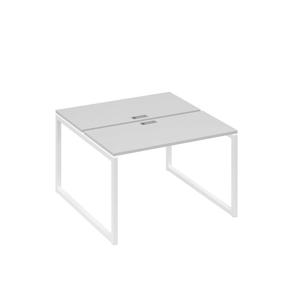 Рабочая станция с опорами QUATTRO (2х120) A4 А4 Б4 170 БП серый / металлокаркас белый - Вид 1