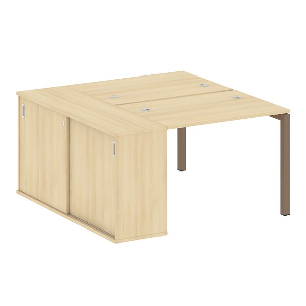 Metal System Quattro Р. ст. с шкафом-купе на П-образном м/к 50БП.РС-СШК-1.1 Т Акация/Мокко металл 1410*1475*750 - Вид 1