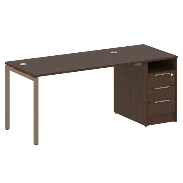 Metal System Quattro Р. ст. с тумбой на П-образном м/к 40БП.РС-СТП-1.3 Венге/Мокко металл 1812*720*750 - Вид 1