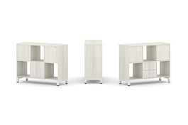 Стайл Проджект Набор стеллажа 1 сторон., 2 яр. SN.NS-231 Дуб Наварра/Металл Белый 1121*400*881 - Фото предпросмотра